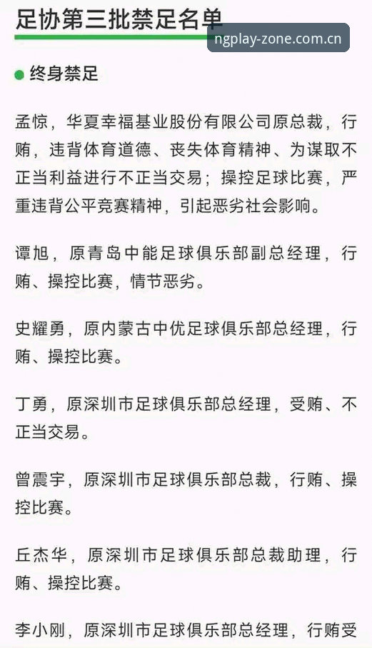 NG娱乐客服必备 中国足协第三批禁足名单深度分析:从行业乱象看ng娱乐平台的全新视角